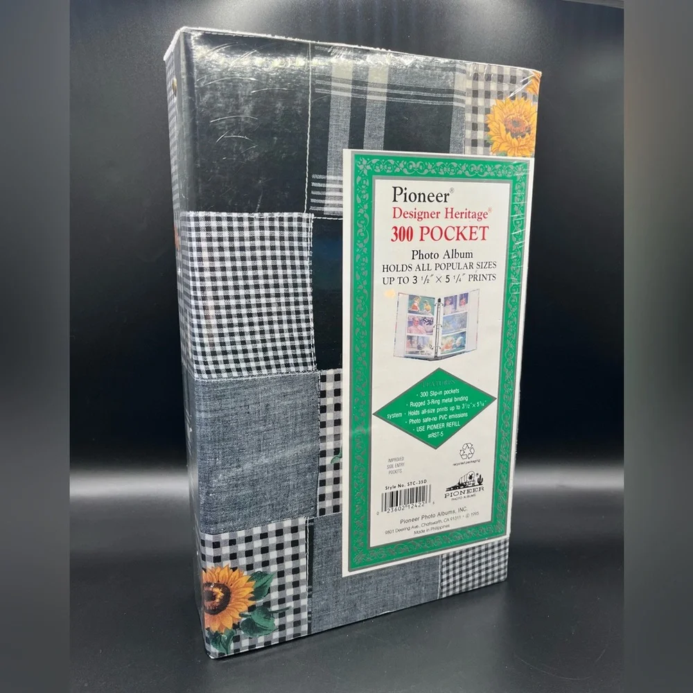 Vintage 90s Pioneer Heritage Photo Album Sunflower Patchwork Country Farmhouse